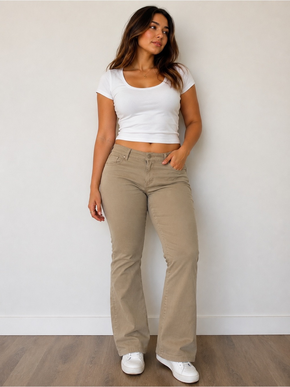 Dickies Women’s Khaki Stretch Bootcut Chino Pants Size 13‎ casual workwear